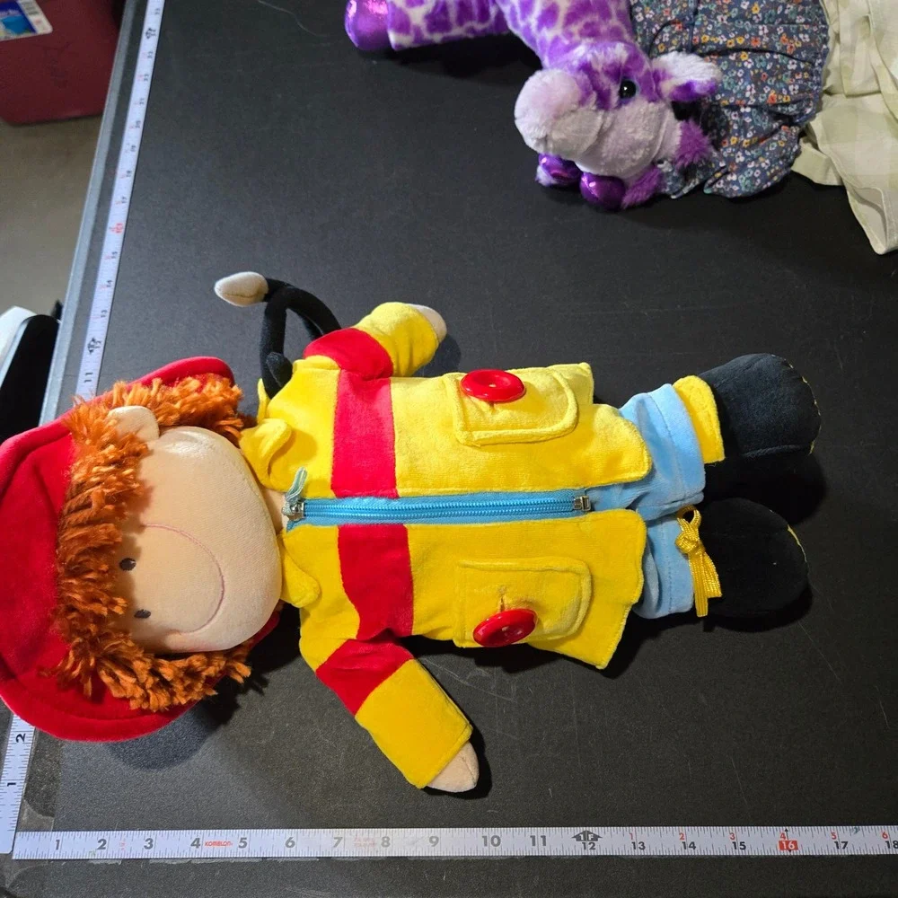 Russ Berrie Ladders Fireman Plush Learn to Dress 24083 Button Zip Tie Activity